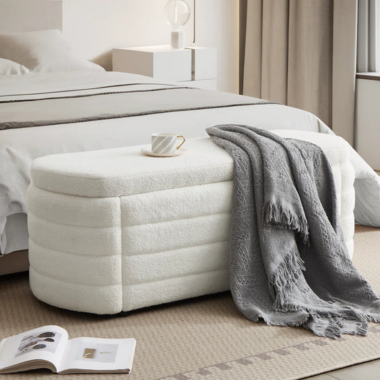 Temon Modern Upholstered Storage Bench with Flip-Top Lid - Frame Entryway Bench for Bedroom with Cushioned Seat